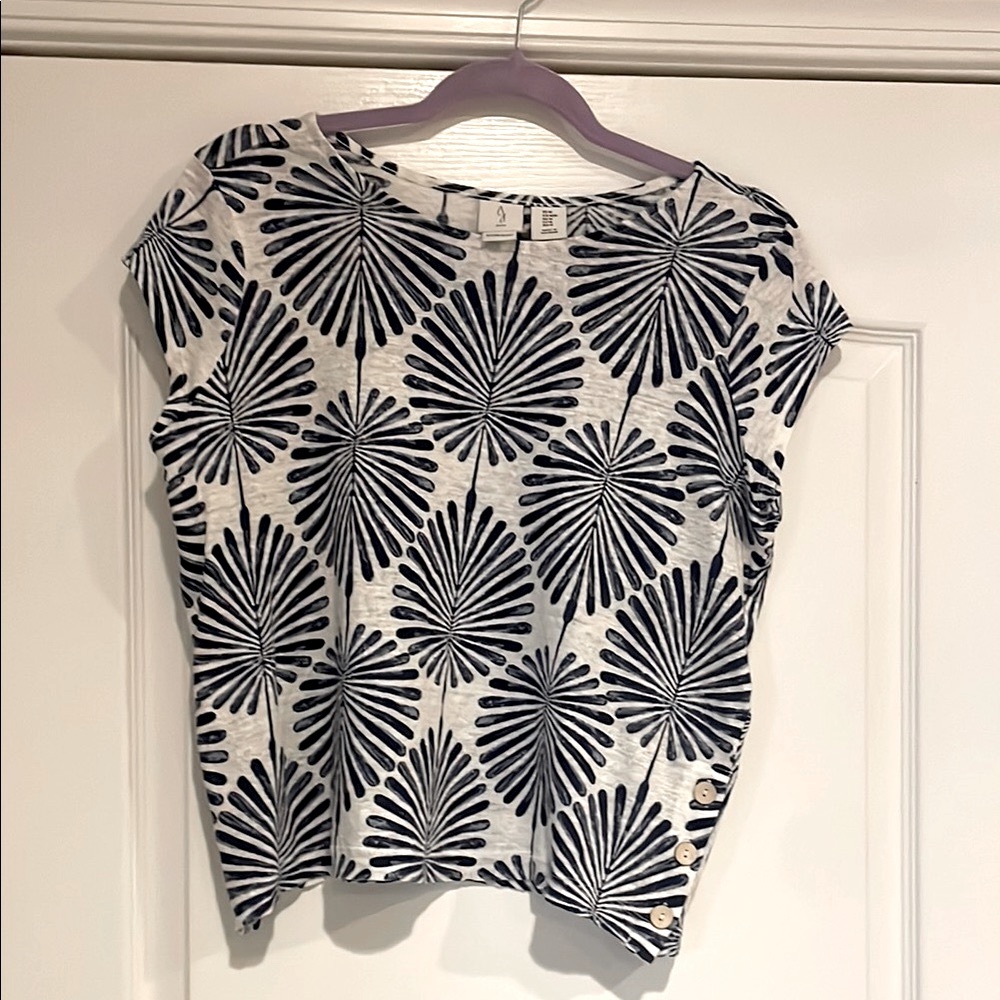 Joie Women’s Blue Patterned 100% Linen Top Medium